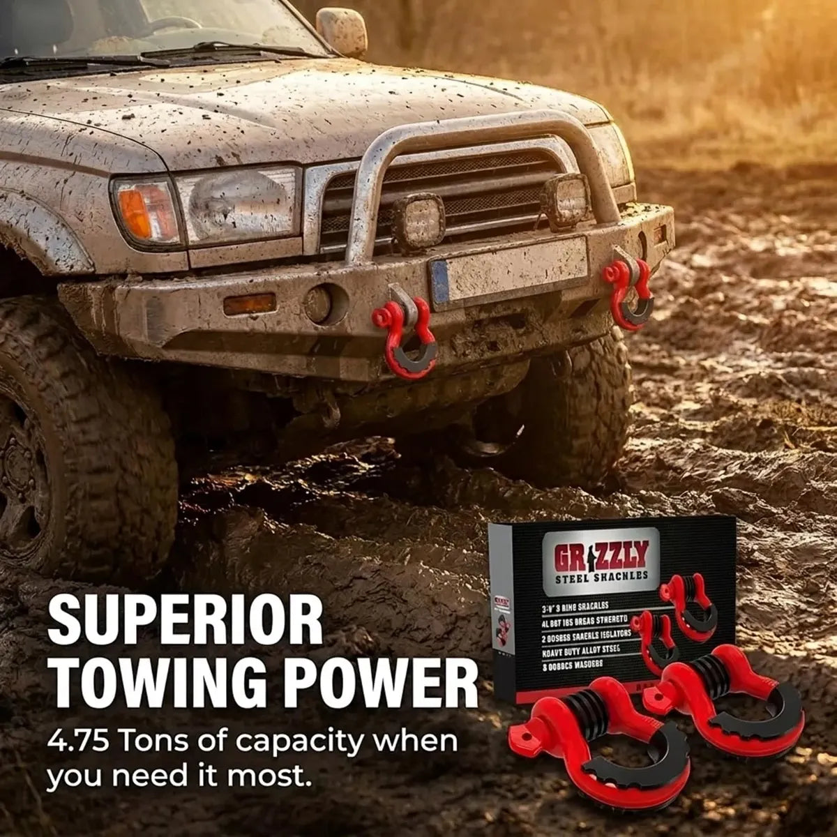 Par Grilletes Profesionales 4x4 Offroad Remolque Rescate 5 Toneladas