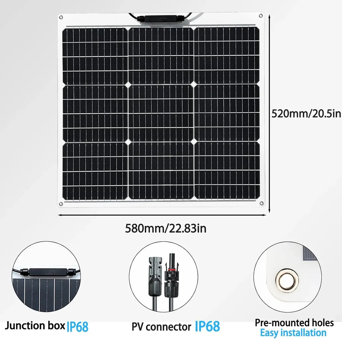 Panel Solar Semi Flexible Ultraligero 50w Overland